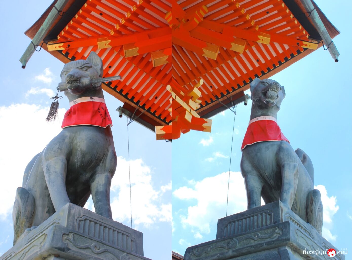 สุนัขจิ้งจอก Kitsune คาบดาบเฝ้าประตู