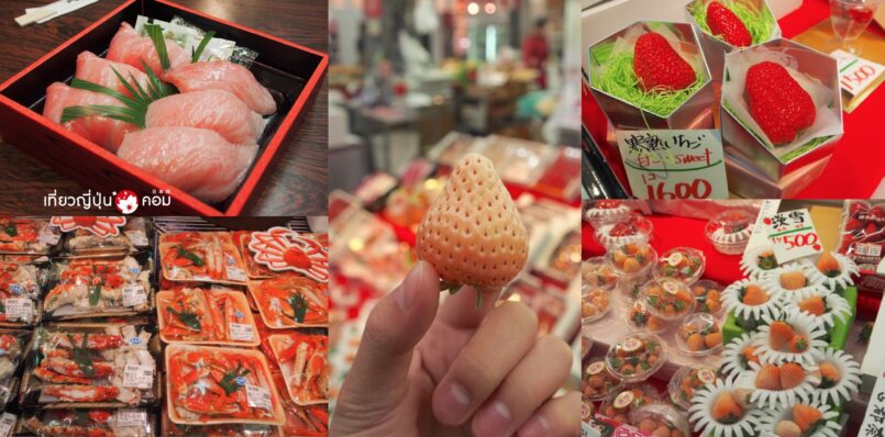 ตะลุยตลาดสด Kuromon ที่โอซาก้า ตามล่าหาซูชิโอโทโระ และ สตรอเบอร์รี่สีขาว